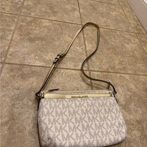 Michael Kors White and Gold Crossbody Bag